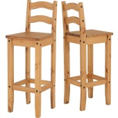 Corona Bar Chair (Pair) Distressed Waxed Pine